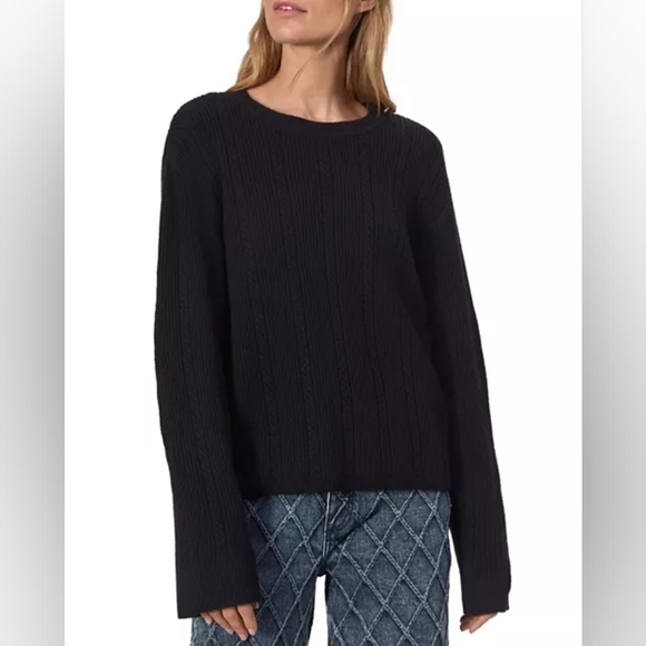 rag & bone Maud 100% Cashmere Crewneck Sweater Black Med New